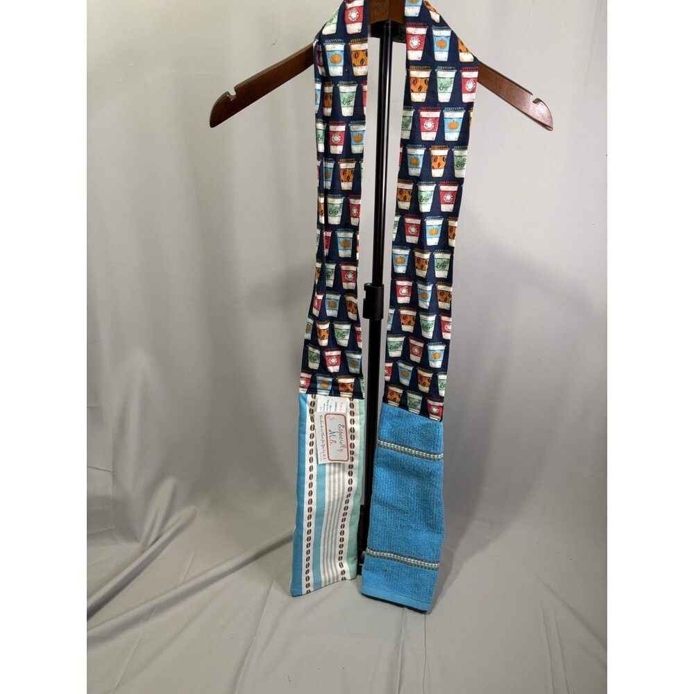 Kitchen Dish Towel Scarf Boa NEW WITH TAG Coffee Cup Design